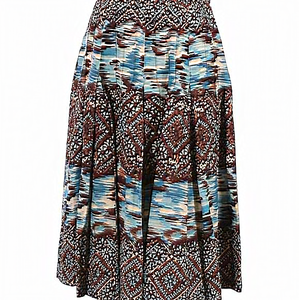 Nine West Silk‎ Linen Blend Mosaic Pleated Midi Skirt 8